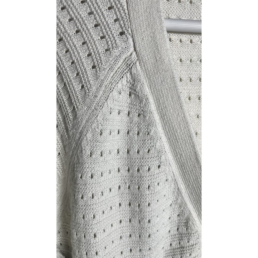 Spartina 449 Womens XL Cream Crochet Button Front V-Neck‎ Linen Blend Cardigan - Picture 5 of 10